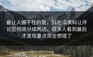 最让人绷不住的是，51吃瓜黑料让评论区彻底分成两边，很多人看到最后才发现重点完全想错了