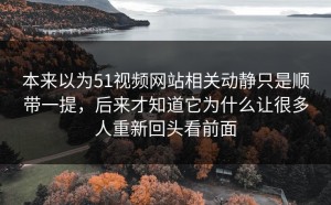 本来以为51视频网站相关动静只是顺带一提，后来才知道它为什么让很多人重新回头看前面