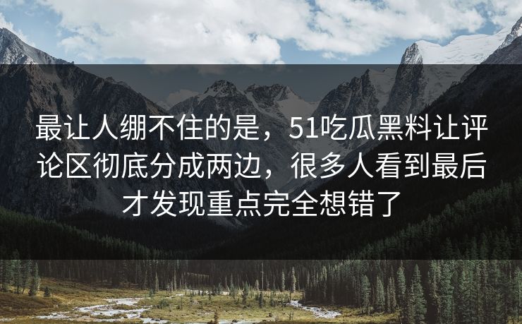 最让人绷不住的是，51吃瓜黑料让评论区彻底分成两边，很多人看到最后才发现重点完全想错了