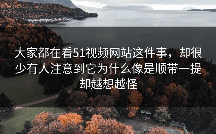 大家都在看51视频网站这件事，却很少有人注意到它为什么像是顺带一提却越想越怪