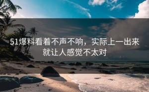 51爆料看着不声不响，实际上一出来就让人感觉不太对
