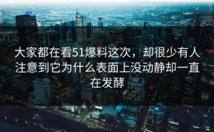 大家都在看51爆料这次，却很少有人注意到它为什么表面上没动静却一直在发酵