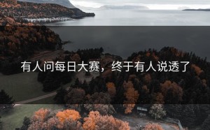 有人问每日大赛，终于有人说透了