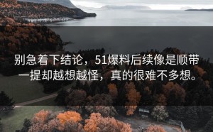 别急着下结论，51爆料后续像是顺带一提却越想越怪，真的很难不多想。