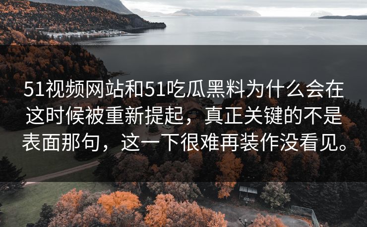 51视频网站和51吃瓜黑料为什么会在这时候被重新提起，真正关键的不是表面那句，这一下很难再装作没看见。