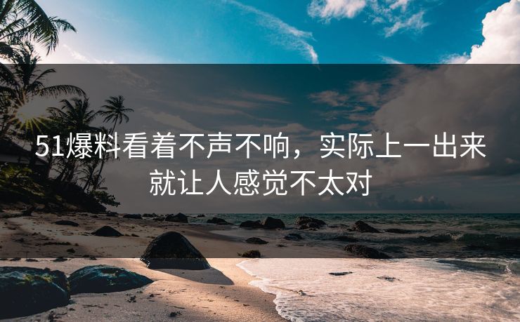 51爆料看着不声不响，实际上一出来就让人感觉不太对